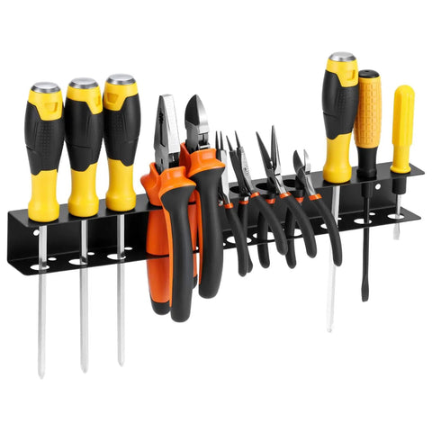 Heavy Duty Wall Mounted Tool Organizer for Garage and Workshop Pliers And Screwdriver Holder 15.75 Inch Dual Layer Steel Rack Rust Resistant