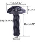 Premium Grade 5 Titanium Bolts, M6 Torx Head Screws, 16mm diameter, 20mm long, black fasteners for motorcycle hardware.