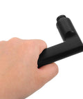 Close-up of hand holding Black Aluminum Door Handle Replacement For Bedroom, Bathroom, And Toilet Doors Built To Last Rust Resistant