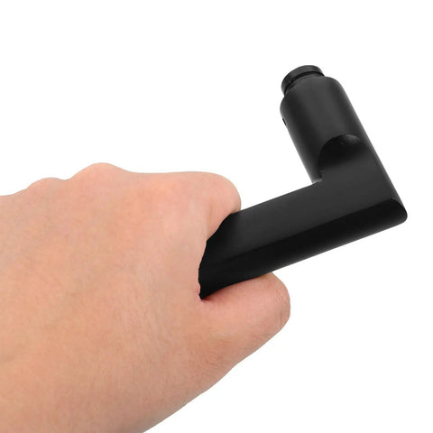 Close-up of hand holding Black Aluminum Door Handle Replacement For Bedroom, Bathroom, And Toilet Doors Built To Last Rust Resistant
