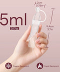 Mom Life Savior Colostrum Collector Kit 5 Ml 6 Piece Pack Breast Milk Gathering Cups shown in hand, measuring 5 ml capacity.