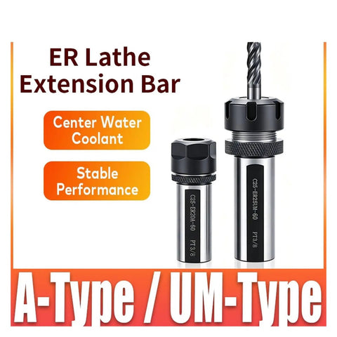 Heavy Duty Er Collet Chuck Extension Holder For Milling Machine Lathe And High Speed Cnc Cutting Tool image showing two ER lathe extension bars.