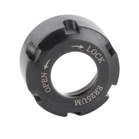 Rock Solid ER25 Dynamic Balancing Collet Nut Built Like A Tank With Heavy Duty Steel And A Tough Black Oxide Coating For Precision Lathe Chuck And Tool Setup, 42mm diameter, M32x1.5 thread.