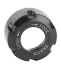 Heavy Duty ER25 Collet Nut With Dynamic Balancing For CNC Lathe And Milling Machines M32X1.5 Thread black steel design with locking indication.