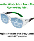Safety Glasses With Readers Plus 3.00 Magnification, UV Protection, ANSI Z87 High Impact Lenses, displayed with focus on design.