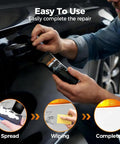 Person applying Car Scratch Repair Kit With Deep Scratch Remover Polish Wax And Wipe Sponge For Vehicles to car door