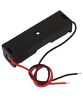Heavy Duty Double Pack Aa Battery Holders With Sturdy Lead Wires For Hassle Free Circuit Wiring And Smooth Diy Electronics Fixes, black holder with red and black wires.
