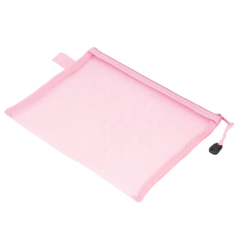 Mesh Zipper Pouch A5 Size File Organizer Bag 10 Pack for Travel On the Go Office School Supplies and Cosmetics 9.4 by 7.1 Inches Pink Nylon Document Bags to Keep Papers, Receipts, Cards Sorted