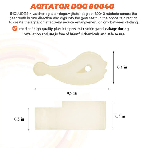 Washer Clutch Assembly Kit With Motor Coupling And 4 Agitator Dogs 80040 Upgrade Bundle For Kenmore Whirlpool Roper Washers Fits Replacement 285331 3351342 3946794 3951311, 0.9 in plastic dog