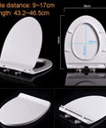 Heavy Hitter Duroplast Toilet Seat With Soft Close Quick Release Hinges standard size showing dimensions and design features.