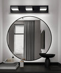 Matte Black 3 Light Bathroom Vanity Fixture With 24W LED Dimmable Over Mirror Lighting, 350 Degree Adjustable Lamp Heads