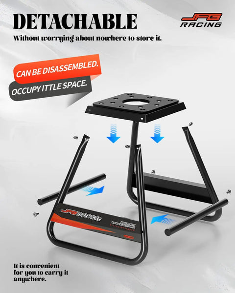 Beefy Universal Dirt Bike Stand, Detachable Powder Coated Anti Slip Steel MX Box For Off Road Maintenance, Black, disassembled view