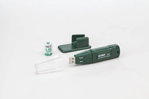 Grab And Go Humidity And Temperature USB Data Logger With 16,000 Readings Memory, Dew Point, Time Date Stamp displayed on surface.