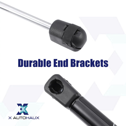 Close-up of two-pack 7 inch lift supports gas struts 11 lb with mounting brackets showing durable end brackets.