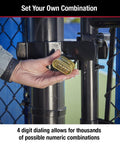 Brass Combination Gate Lock For Outdoor Fences And Sheds, Customizable Four Digit Padlock With Extended Two And A Quarter Inch Long Shackle