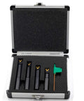 Half Inch Round Shank Boring Bar Set With 90 Degree Indexable Carbide Inserts TCMT21.51 TCMT110204 in protective case