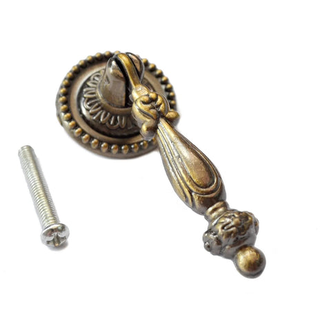 4 Pack Decorative Bronze Drawer Pulls Set With Screws Vintage Copper Door Handles Antique Retro Knobs for Furniture, single view