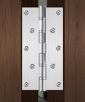 8 Inch Stainless Steel Ball Bearing Door Hinges For Heavy Duty Wood Doors With Square Corner One Eighth Inch Thick Matte Black Finish Includes Mounting Screws Load Capacity Up To 232 Pounds Per Hinge And Rust Proof Construction installed on wood door
