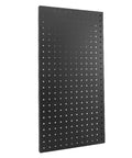 Durable Metal Perforated Panel Wall Storage Kit For Garage And Workshop Customizable Pegboard System black panel close-up