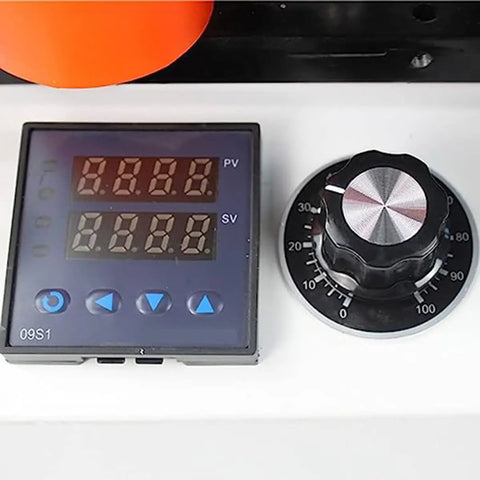 Close-up of control panel and knob on Edge Banding Machine For Woodworking With Double Sided Glue System, Adjustable Speed