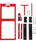 6 Ton Hydraulic Shop Press With Stamping Plates Four Hole Adjustable Height H Frame Dust Cover components laid out