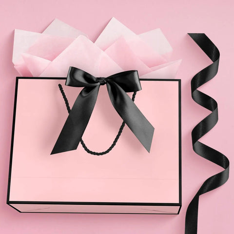 Medium Gift Bag With Handles For Every Occasion, 12.6x9.8x4.3 Inches Black Pink Gift Bag Includes Two Tissue Papers And One Card