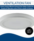 Energy Star Bath Exhaust Fan 80 CFM Quiet 0.8 Sones White AER80LWH Model, low-profile ceiling mount shown