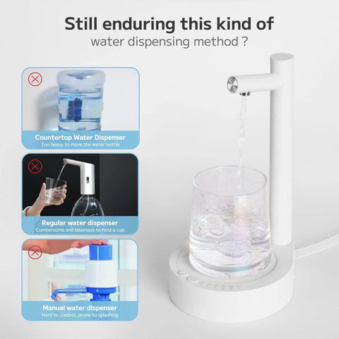 Desktop Water Dispenser For 5 Gallon Bottles Portable Small Electric Water Pump For Home Office Camping Outdoor White Rechargeable