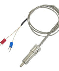 K Type Thermocouple Temperature Sensor Probe With Top Notch Compression Spring Assembly, 500C Max Heat, One Meter Cable, Silver Tone