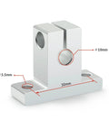 Close-up of SK10 aluminum support guide from an Aluminum Linear Rod Rail Shaft Support Guide Kit for 10mm Shaft, 4 Pack.