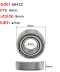 Front view of 684ZZ steel deep-groove ball bearing, 4x9x4 mm, double shielded, pre-lubricated.