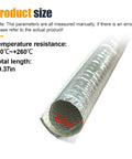 Close-up of Self Closed Aluminum Heat Shield Sleeve 6mm One Quarter Inch, 39 Inch Length, displaying end cross-section and diameter.