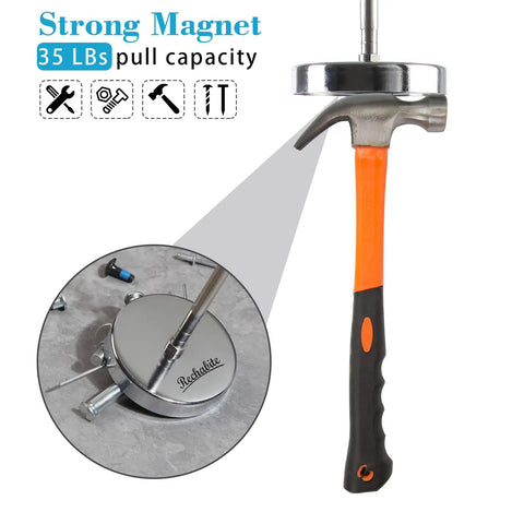 Telescoping Magnetic Pickup Tool With 35 Pound Pull, Retractable 8.6 To 33 Inches, Ergonomic Rubber Grip, Strong Magnet For Nails, Screws, Metal Parts Pickup, Handy Long Reach Magnetic Sweeper