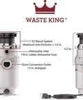 High Speed Kitchen Garbage Disposal With Power Cord, EZ Mount Quick Sink Installation, Removable Splash Guard dimensions diagram