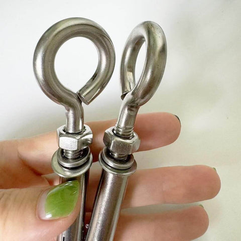 2 Pack M8 Stainless Steel Expansion Eyebolts Heavy Duty Beefy Shoulder Lag Ring Bolts Lifting Hardware With Nut