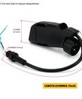 Switch Box Full Assembly Replacement for ProTeam Super Coach Pro 6 and Pro 10 Backpack Vacuums Includes Switch Cord and Power Cord Direct Replacement Part 836225 close-up with measurements