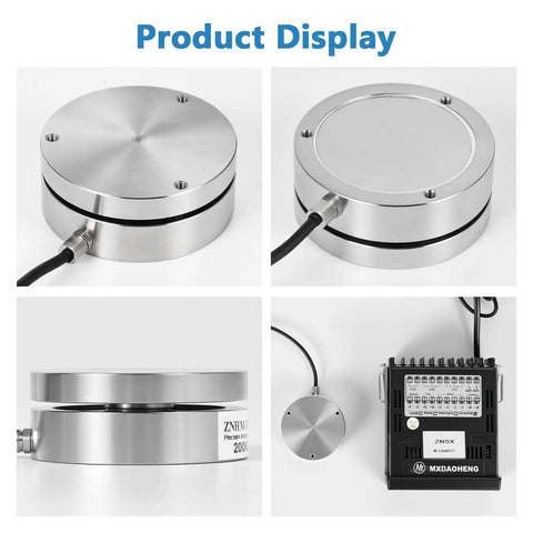 Industrial Grade Load Cell Sensor With Indicator Display, 0.1 Percent High Precision Readouts For Tiny Weight And Force Changes, Pro Grade Compression Sensor Kit For Testing, Calibration, And DIY Projects, stainless steel round load cell with display