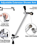 11-inch brass extension arm for 8 Inch High Pressure Rainfall Shower Head and Handheld Combo With 3 way diverter.