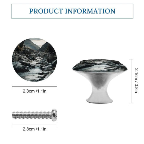 River And Gray Rocks Round 1.1 Inch Hole Center Cabinet Handles Drawer Pulls Solid Stainless Steel With Screws Included For Dresser Bathroom Kitchen Door