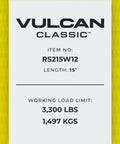Label of Ratchet Straps With Wire J Hooks, 2In x 15Ft, Four Pack, Classic Yellow Webbing, 3,300 Lbs Safe Working Load