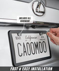 Slim Black Matte Aluminum License Plate Frame Set With Screw Caps Will Not Block Tags Rust Free Powder Coated Finish 2 Pieces Easy Install