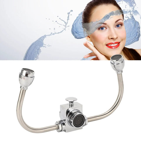 Eye Wash Station Faucet Mounted Eyewash Unit With Double Nozzle For Industrial Sinks, stainless steel design
