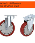 Heavy Duty 5 Inch Swivel Caster Wheels Set Of 4 No Noise 360 Degree Plate Caster With High Load Capacity 1500 Lbs Total Quiet Rolling