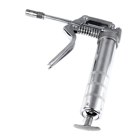 120cc Heavy Duty Handheld Grease Gun For Industrial Equipment, Chrome Plated Metal Build, Large Capacity Lubricant Filling Tool