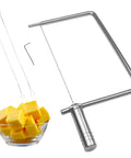 Solid Stainless Steel Cheese Slicer Kit With Grippy Handle And Hex Key Great For Whipping Up Knockout Gift Boards, includes cheese cutter and wires.