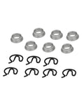 Heavy Duty Steel Shifter Bushing Kit With Clips For Competition Plus 4 Speed And MasterShift 3 Speed Manual Transmissions Includes 7 Bushings And 7 Clips Part 3327302 New With 1 Year Warranty, 7 steel bushings and clips