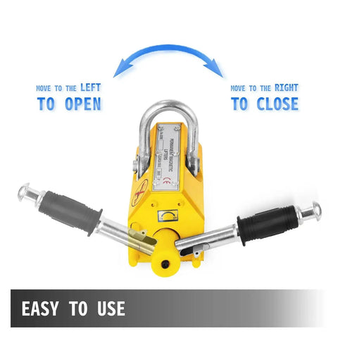 Top Notch 660 Lbs Steel Magnetic Lifter With Killer Neodymium Grip for Lifting Thick Plates, showing operation instructions.