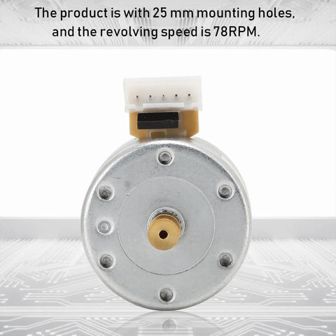 Heavy Duty Dc 12V Record Player Turntable Motor With 3 Speeds At 33 45 78Rpm CW Rotation and 25 Millimeter Mounting Hole shown from front with 78RPM speed.