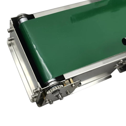 Compact Conveyor Belt System With Optical Fiber Smart Induction Control And Automatic Belt With Dual Guardrails 24 Inch By 60 Cm