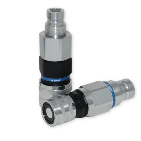Flat Face Hydraulic Coupler Adapter Set Converts Half Inch Body To Three Quarter Inch Body ISO 16028 Heavy Duty Quick Connect